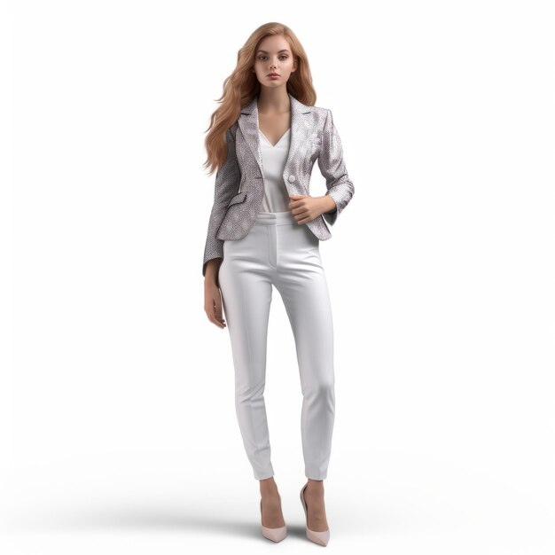 Ela Blazer 3D elegante para mulheres Impressão realista