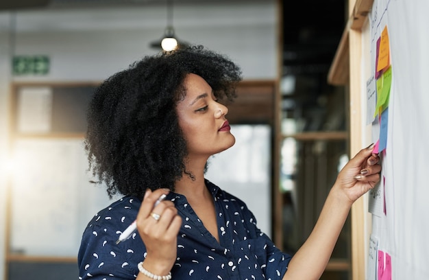 Ela é tudo sobre organização Foto de uma jovem designer feminina trabalhando em seu escritório