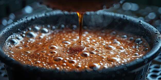 Foto la elaboración por goteo de café filtrado o pourover es un método que implica verter agua sobre el tostado