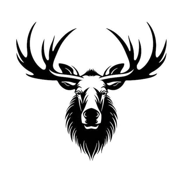 Elchkopf-Ikon Wildtier-Silhouette Zoo-Logo Elch-Symbol auf weißem Hintergrund