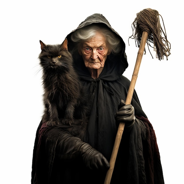 Elder Místico Um encontro em alta definição com uma bruxa encantadora e seu gato encantado