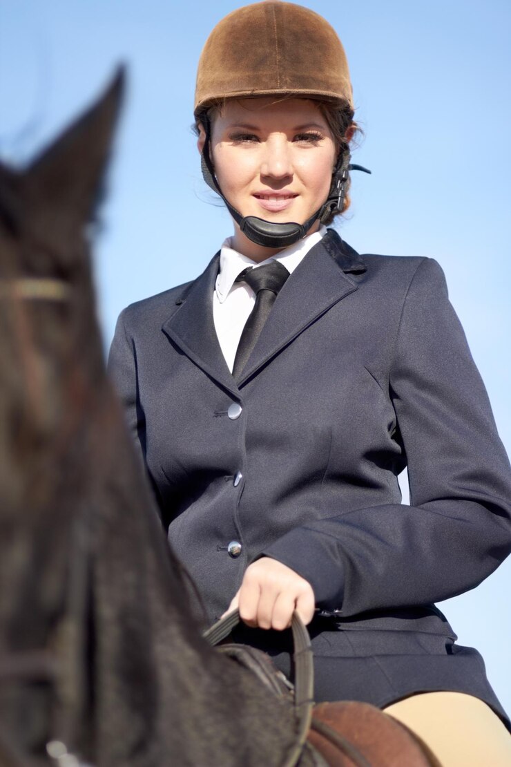 Foto ele cavalga como o vento retrato de baixo ângulo de uma jovem sentada em seu cavalo