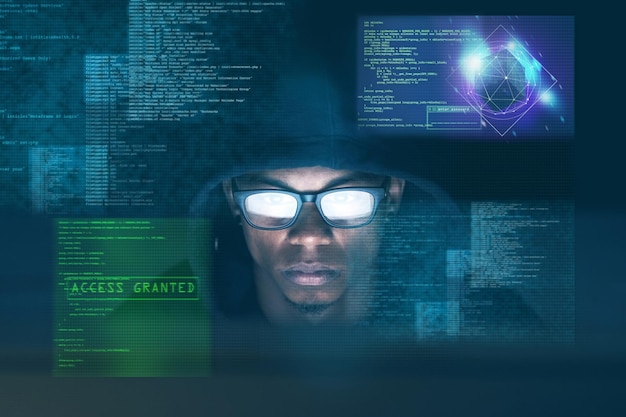 Ele faz o hacking parecer fácil Foto recortada de um jovem invadindo uma rede de computadores segura