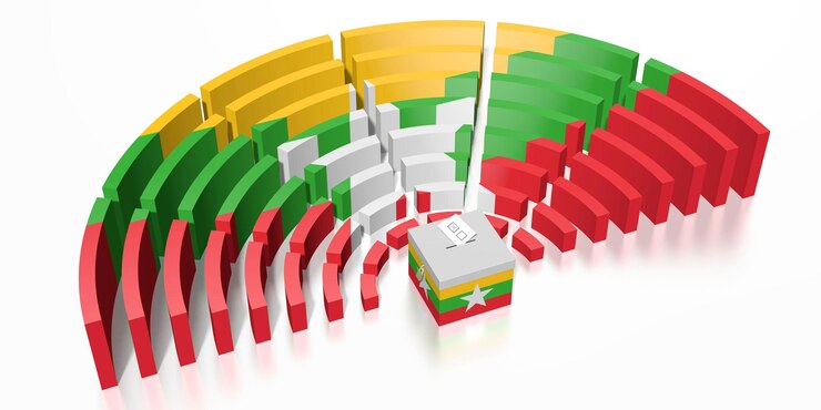 Foto elección del parlamento en representación 3d de myanmar