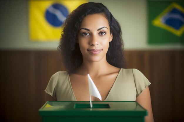 Foto electora brasileira en uma secao el voto electoral