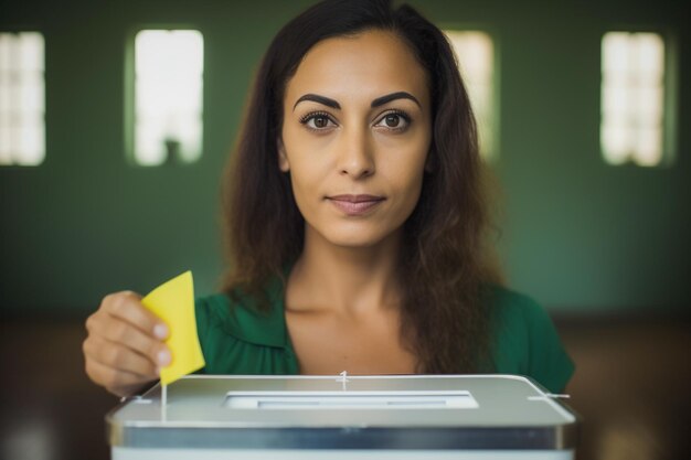 Foto electora brasileira en uma secao el voto electoral