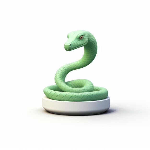 Electric Green Snake 3d Logo Cute e encantadora ilustração de cerâmica