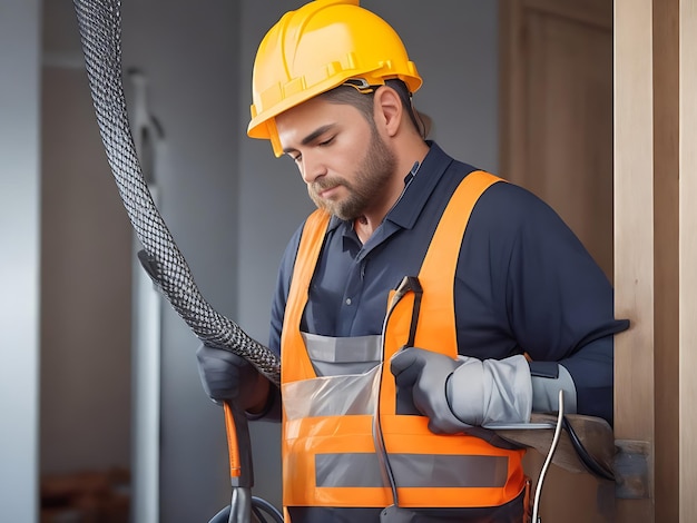 Un electricista que trabaja