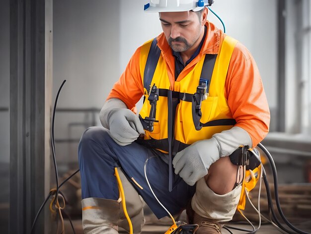 Un electricista que trabaja