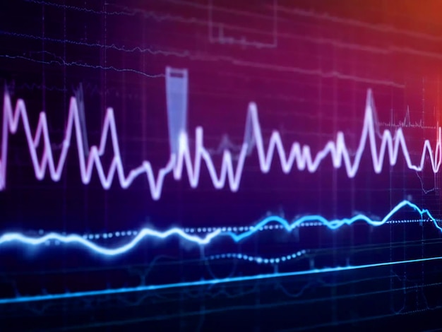 Foto un electrocardiograma ecg o gráfico de ecg que muestra la actividad eléctrica del corazón a lo largo del tiempo