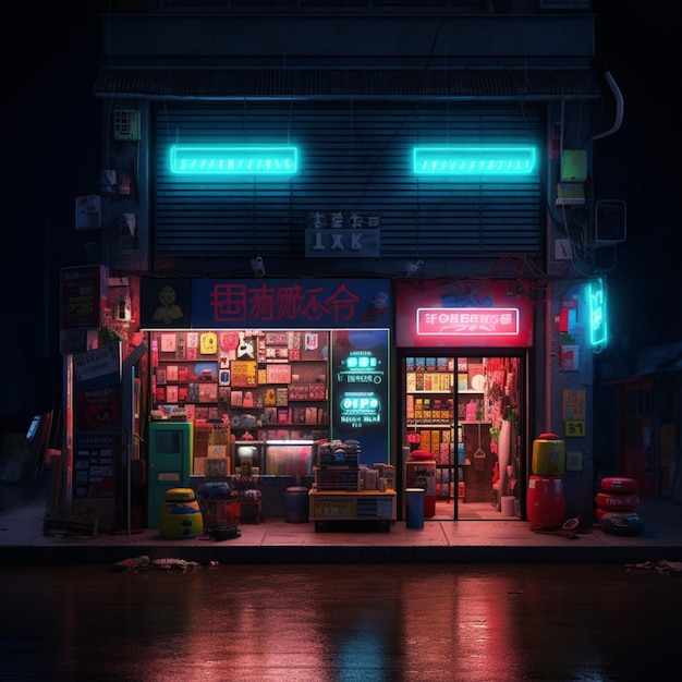 Foto electronic_store_night_day_neon_lights