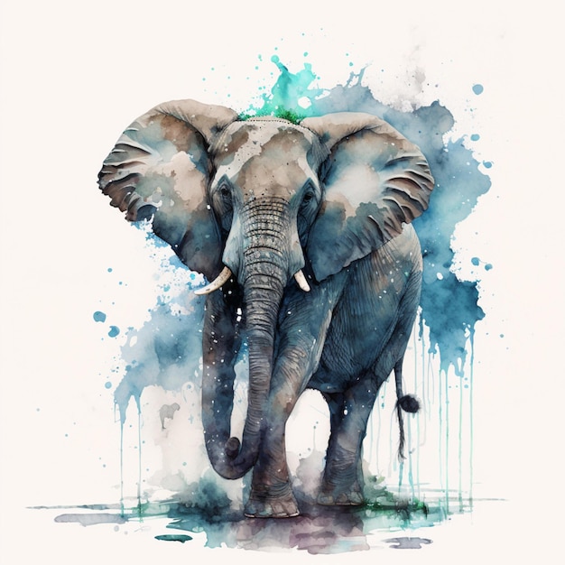 Elefant abstraktes Aquarell