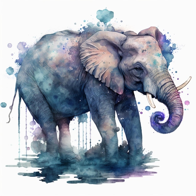 Elefant abstraktes Aquarell