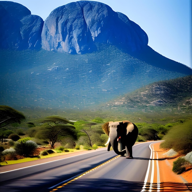 Elefant auf einer Straße