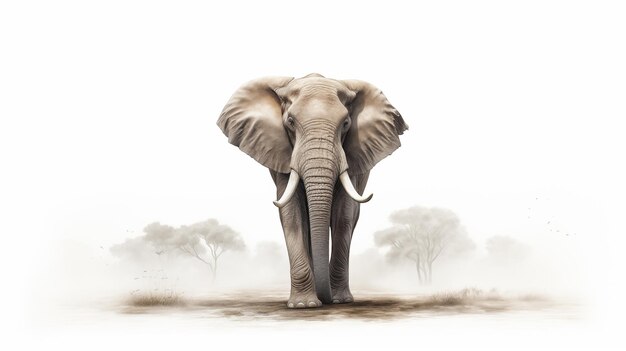 Elefant auf weißem Hintergrund