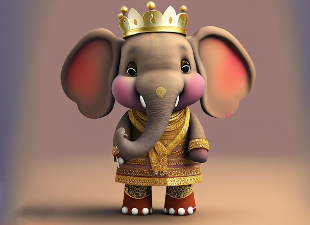Elefant im indischen Kleid mit Krone