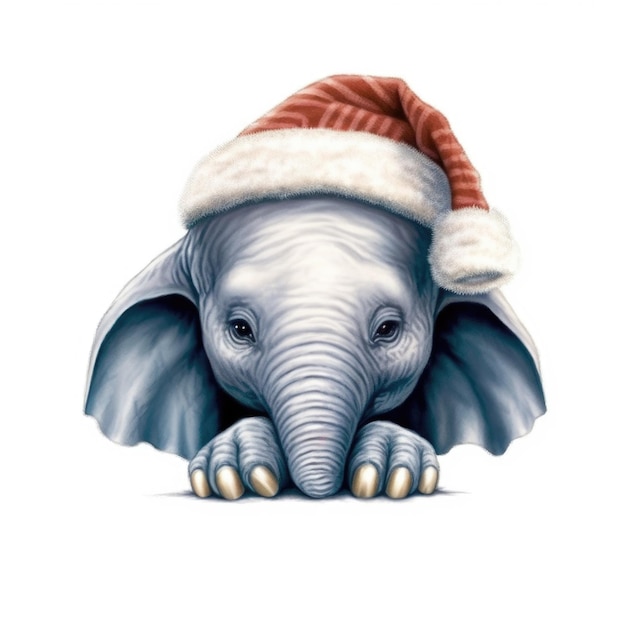 Elefant mit Weihnachtsmütze