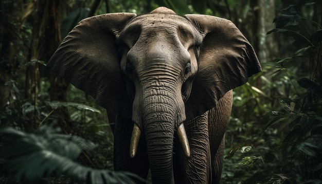 Elefante africano caminando en la sabana húmeda de pie generado por la IA