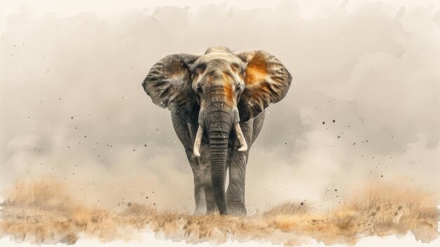 Elefante africano Ilustración en acuarela