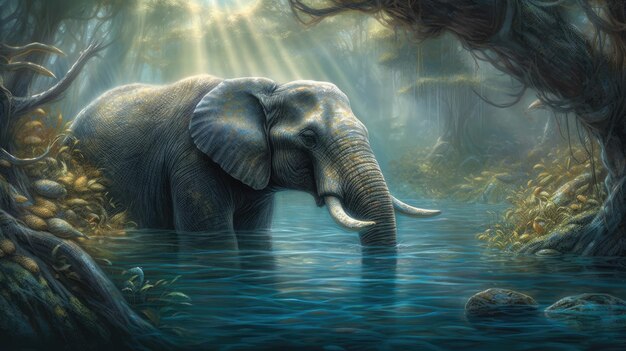 Un elefante en el agua