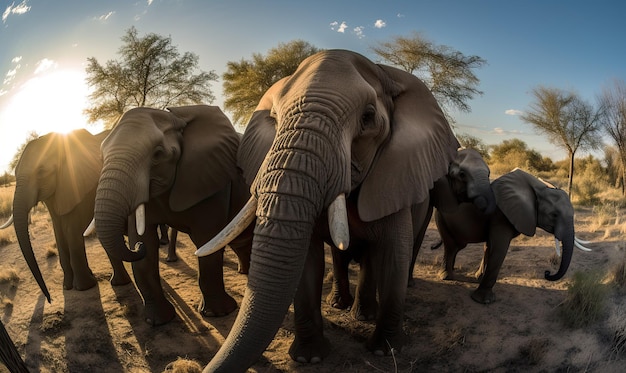 Elefante aventureiro tira uma selfie ousada durante uma aventura de safári Criando usando ferramentas generativas de IA