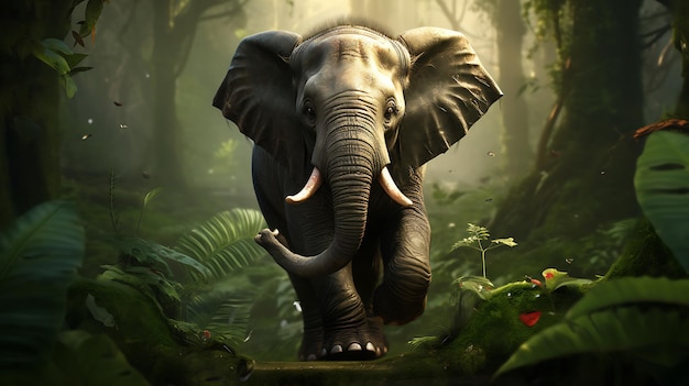 Elefante en el bosque generativo ai.