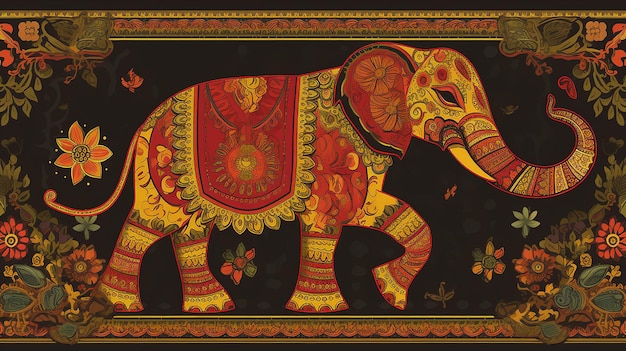 Elefante broadside estilo detalhado pintura ilustração animal imagem arte gerada por IA