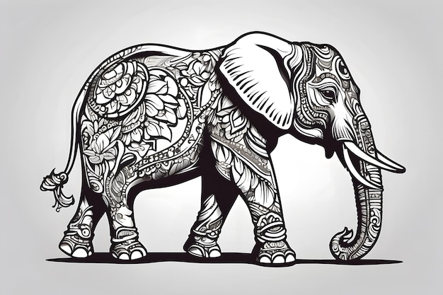 Elefante caminhante em uma ilustração de vida selvagem