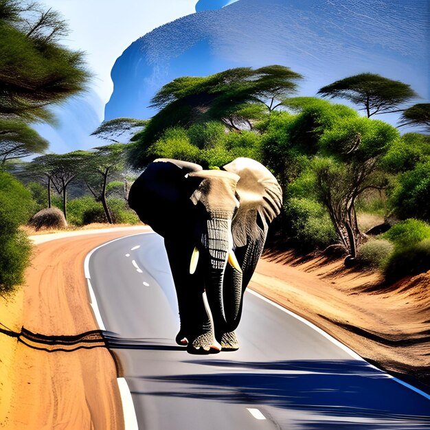 Elefante en un camino