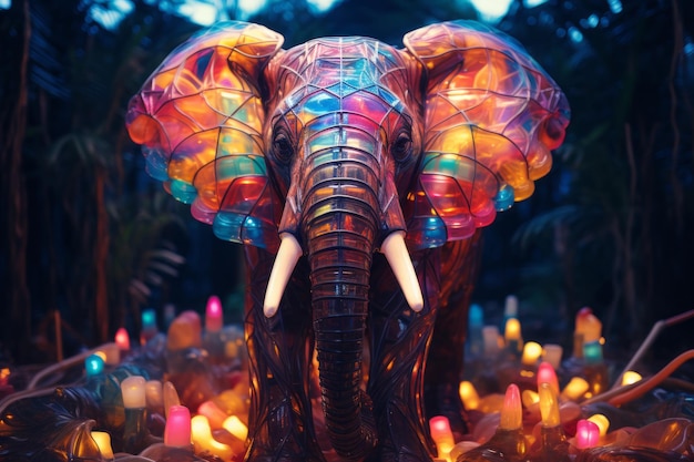 Foto elefante cercado por outras cores bela imagem de ilustração ia generativa