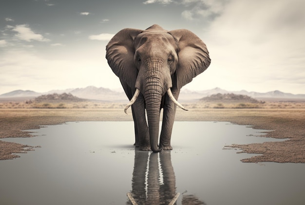 Elefante com fundo de espaço de cópia Conceito do dia mundial da vida selvagem