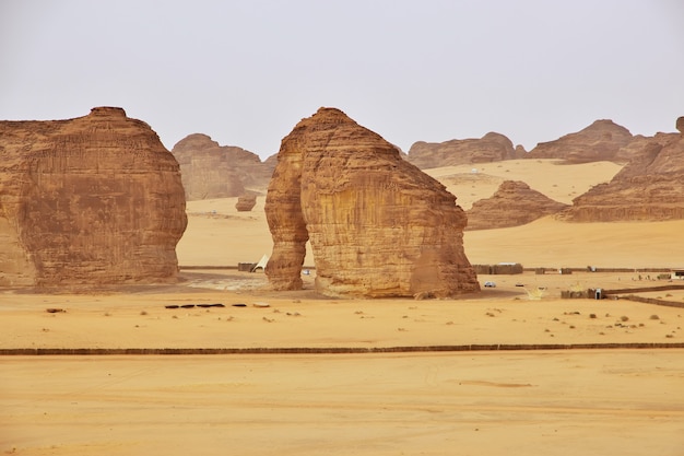 Elefante de pedra no deserto perto de Al Ula, Arábia Saudita