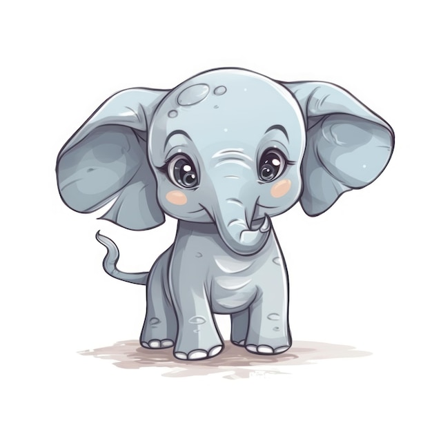 Un elefante de dibujos animados con ojos y una sonrisa en su rostro.