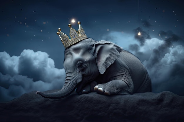 Elefante duerme en la nube Ilustración AI GenerativexA