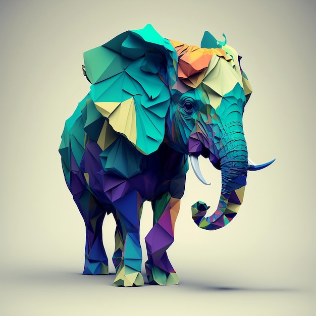 Un elefante escultura papel digital quilling arte ilustración digital AI generado