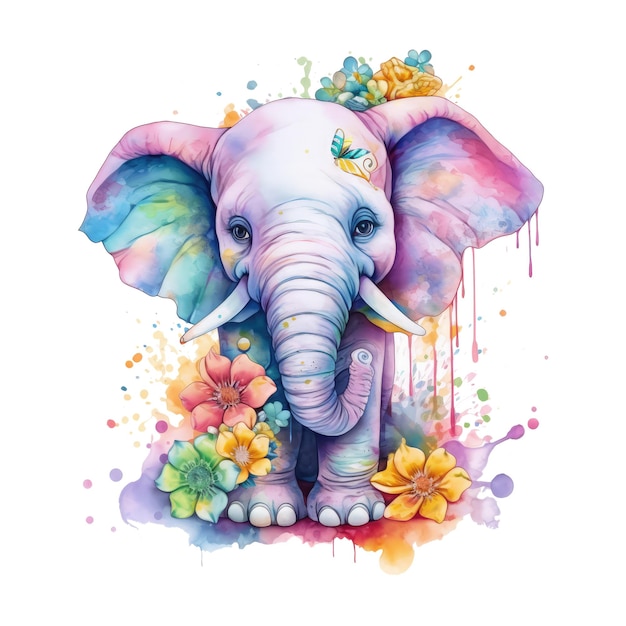 elefante fofo com flores