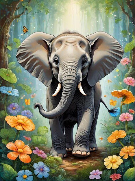 Elefante fofo vindo da selva .