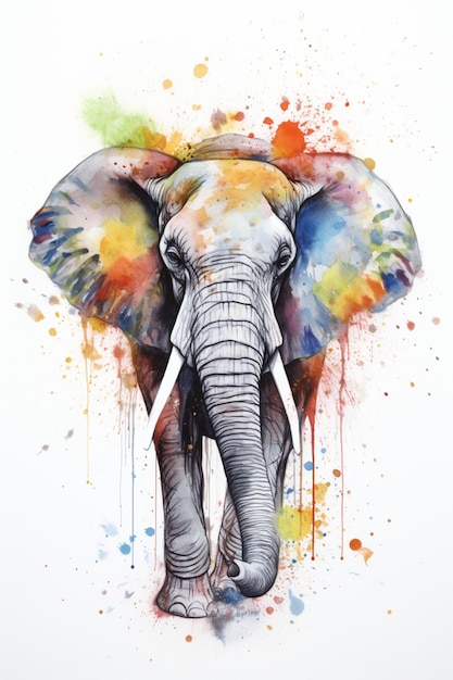 Un elefante con un fondo colorido.