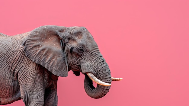 Un elefante en un fondo rosa pastel