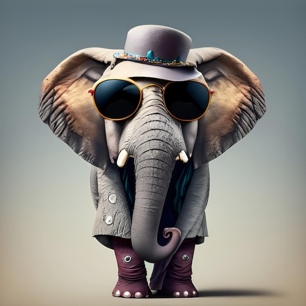 elefante con gafas de dibujos animados