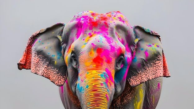 Elefante Holi colorido