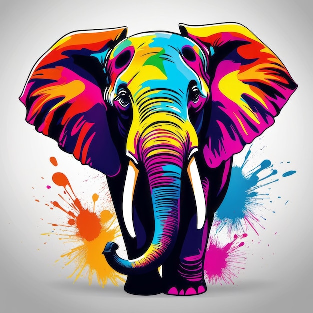 Elefante en la ilustración a color del sol creada con software generativo de IA