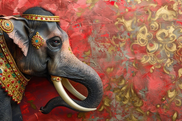 Elefante indiano festivo em fundo sólido do hinduísmo