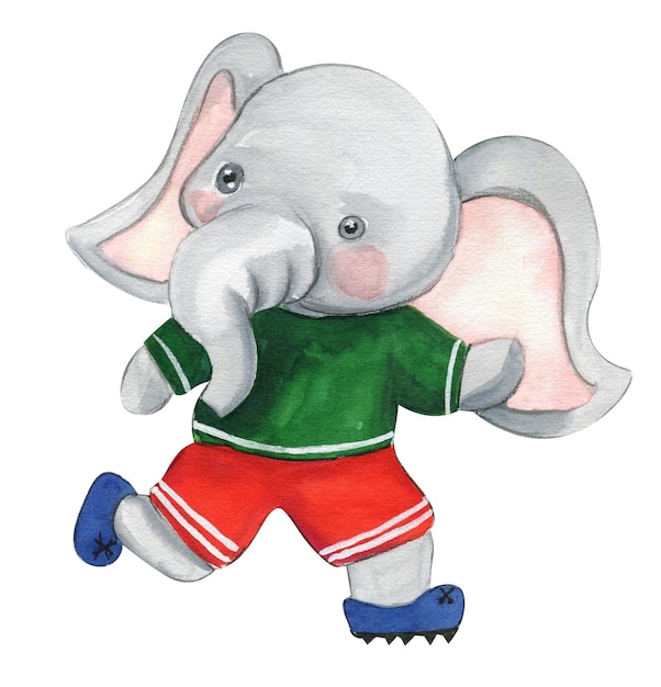 Elefante jogador de futebol ilustração de aquarela