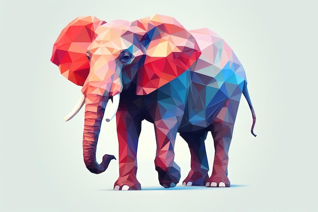 Elefante Low poly estilo animal ilustración generativa ai