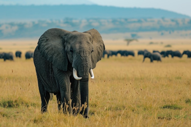 Elefante majestoso vagueando livremente em seu habitat cercado pela beleza da natureza