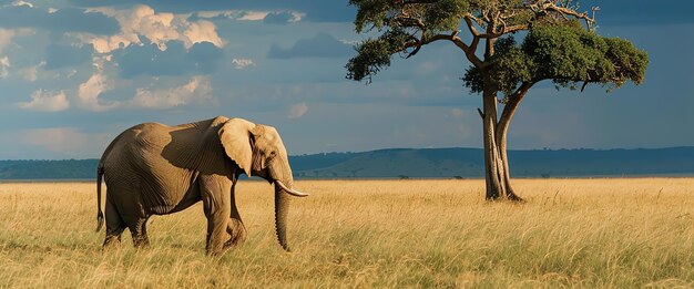 elefante na planície AI gerado