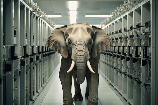 Elefante na sala de servidores Conceito de big data e fragilidade digital Gerada por IA