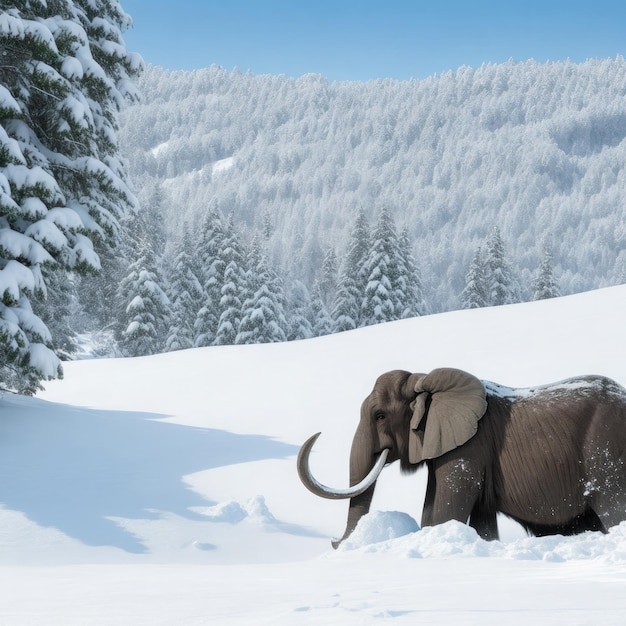 Foto un elefante en la nieve ia generativa