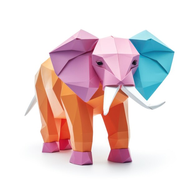 Elefante origami isolado em fundo branco